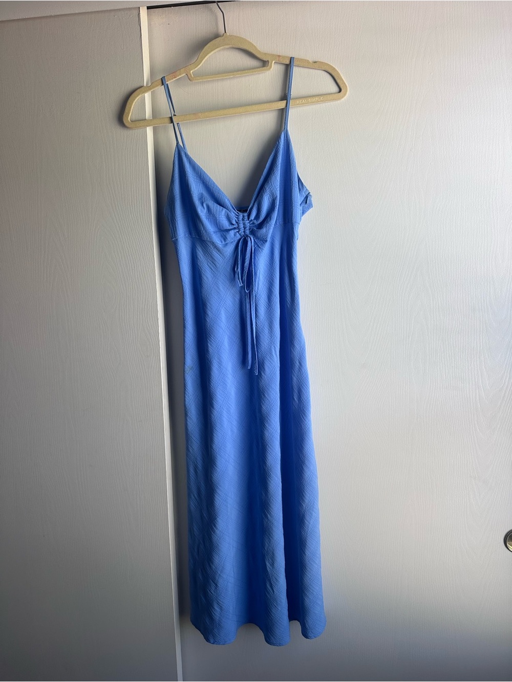 Forever 21 Sky Blue Tie-Front Midi Slip Dress worn once